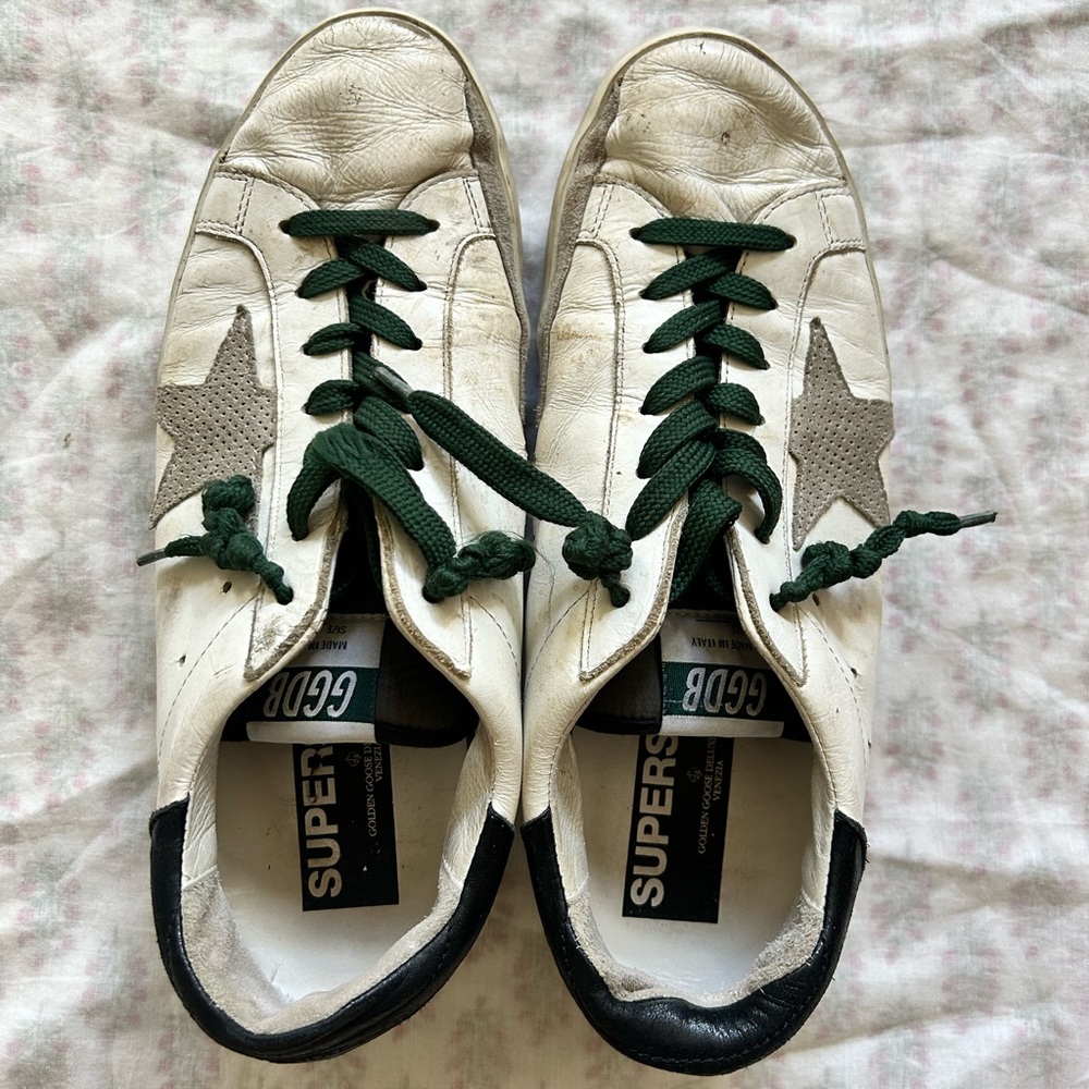 Golden Goose GGDB Super Star White Leather Lace Up Sneakers Size 41 - authentic.